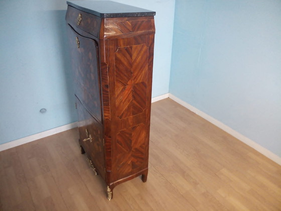 Image 1 of Antieke Lodewijk XVI Franse secretaire met messing applicatie