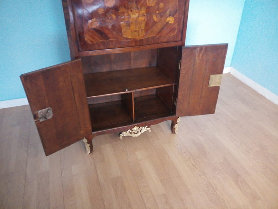 Image 1 of Antieke Lodewijk XVI Franse secretaire met messing applicatie