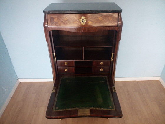 Image 1 of Antieke Lodewijk XVI Franse secretaire met messing applicatie