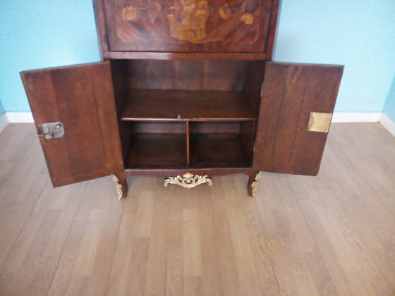 Image 1 of Antieke Lodewijk XVI Franse secretaire met messing applicatie