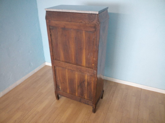 Image 1 of Antieke Lodewijk XVI Franse secretaire met messing applicatie