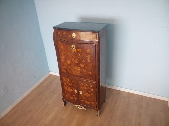 Image 1 of Antieke Lodewijk XVI Franse secretaire met messing applicatie