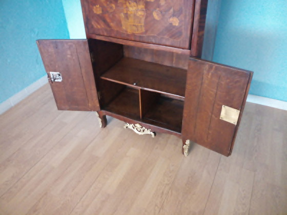 Image 1 of Antieke Lodewijk XVI Franse secretaire met messing applicatie