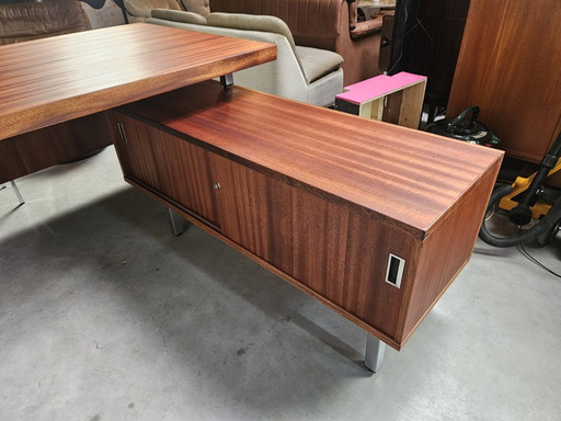 Vintage directie hoek bureau mahoni