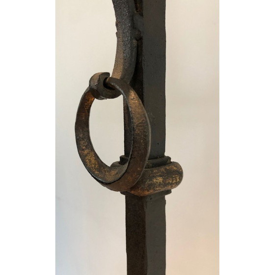 Image 1 of Vintage smeedijzeren en vergulde vloerlamp van Parquet, Frankrijk jaren 1940