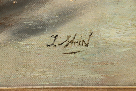 Image 1 of Schilderij Van J.Stein Veldboeket met mooie houten lijst 20e eeuw.