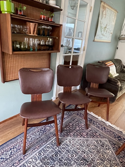 4x Mid century eetkamerstoelen