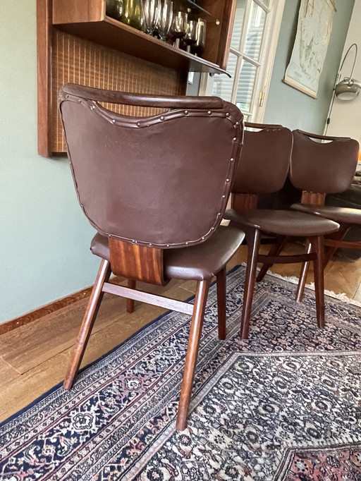 4x Mid century eetkamerstoelen