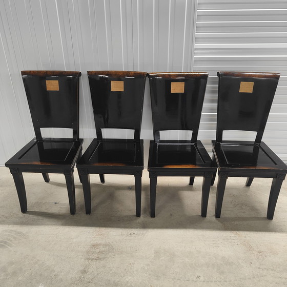 Image 1 of 4x Aziatische ebonized postmoderne eetkamer stoel