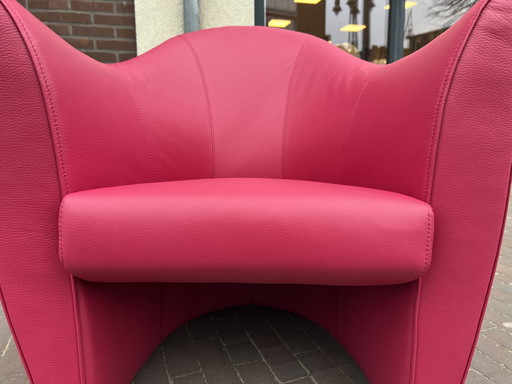 Leolux Sjamaan Fauteuil Roze leer