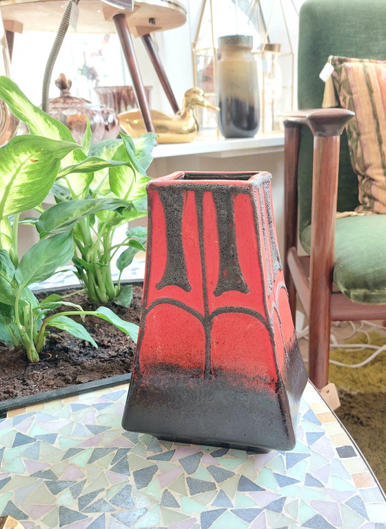 Image 1 of Fat Lava Fatlava Germany Vaas Vaasje Rood Bruin Vintage