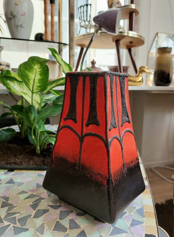 Image 1 of Fat Lava Fatlava Germany Vaas Vaasje Rood Bruin Vintage