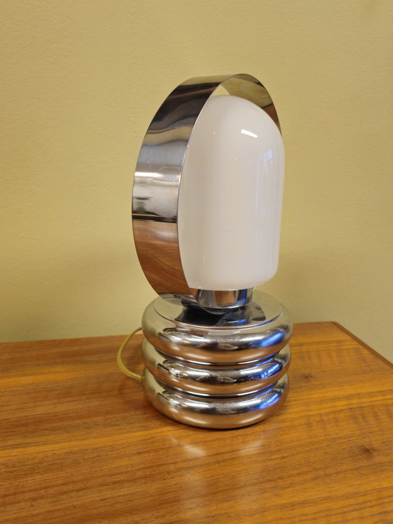 Image 1 of Vintage Space Age Chromen Melkglas Tafellamp Bureaulamp Lamp