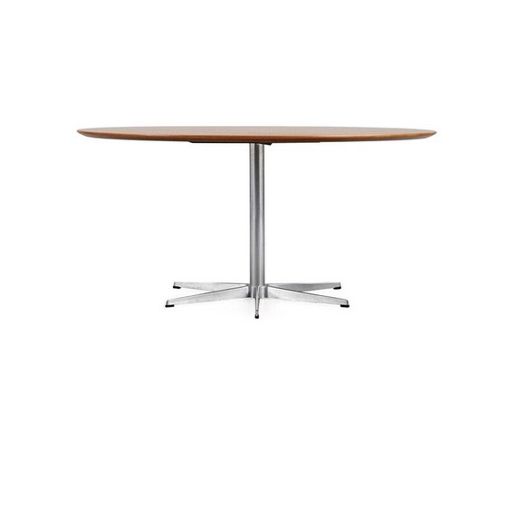 Image 1 of Vintage ronde teakhouten tafel van Arne Jacobsen voor Fritz Hansen, 1967