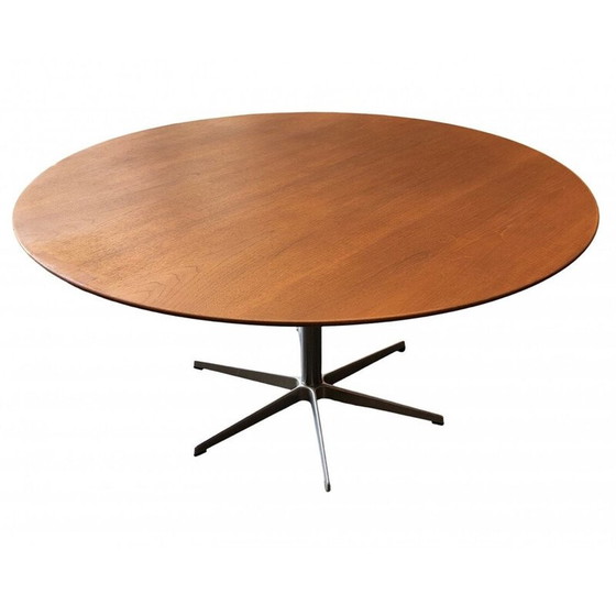 Image 1 of Vintage ronde teakhouten tafel van Arne Jacobsen voor Fritz Hansen, 1967