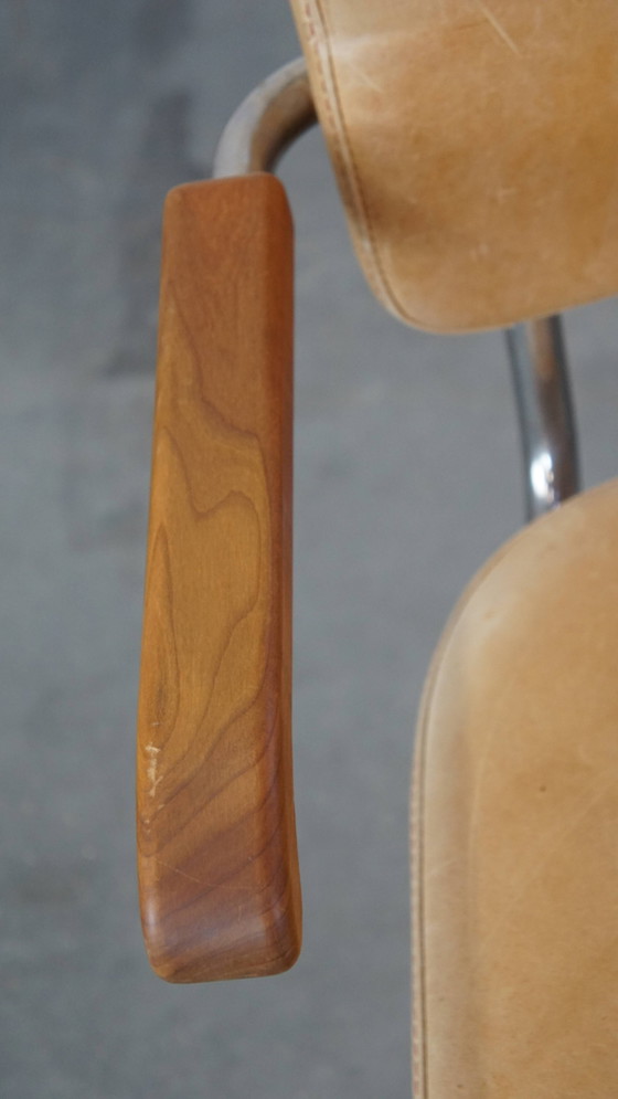 Image 1 of 10 X Vintage Leren Thonet Design Eetkamerstoel Model S64 