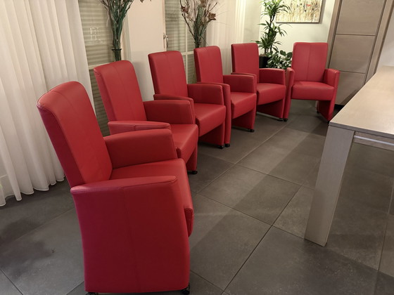 Image 1 of 6x Moderne Lederen Stoelen Verstelbare Rugleuning met wieltjes