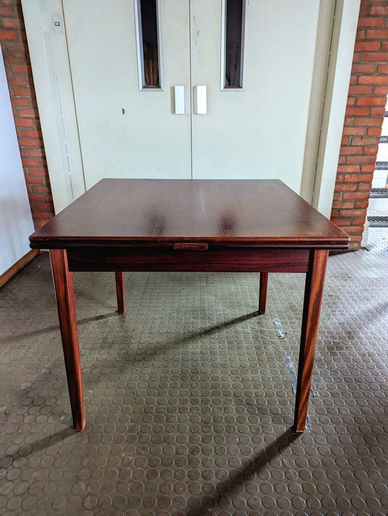 Image 1 of Vintage Deense Eettafel Met 4 N.O. Møller Stoelen Model 75