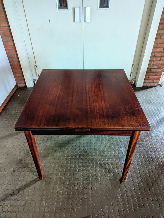 Image 1 of Vintage Deense Eettafel Met 4 N.O. Møller Stoelen Model 75