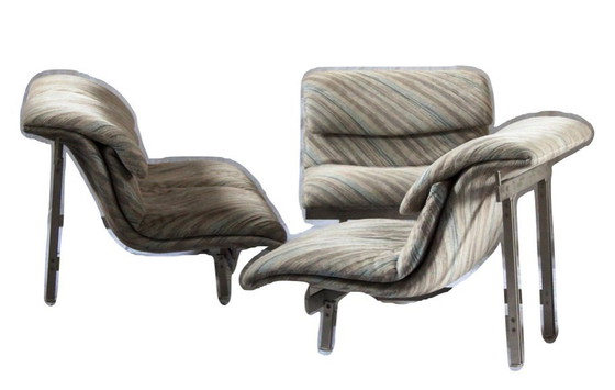 Image 1 of Wave Sofa en 2 lounge stoelen van Giovanni Offredi voor Saporiti Italia, 1974