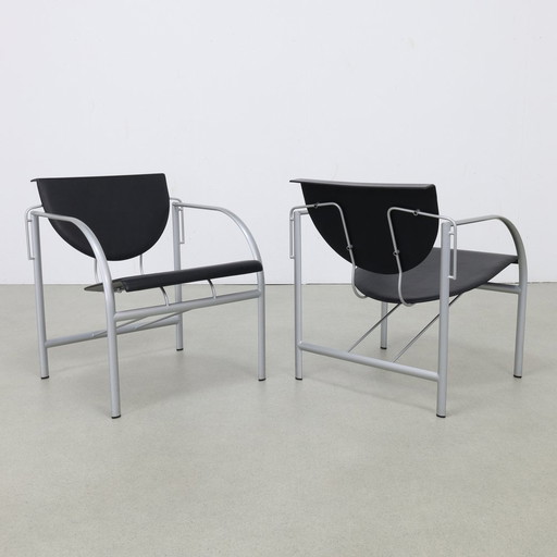 2X Leren Fauteuil Postmodern 1980S