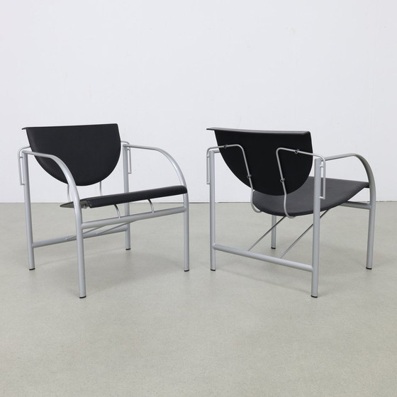 Image 1 of 2X Leren Fauteuil Postmodern 1980S