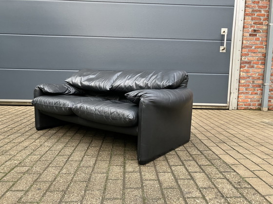 Image 1 of Cassina Maralunga 2Zit, Origineel Zwart Leder, Topstaat!