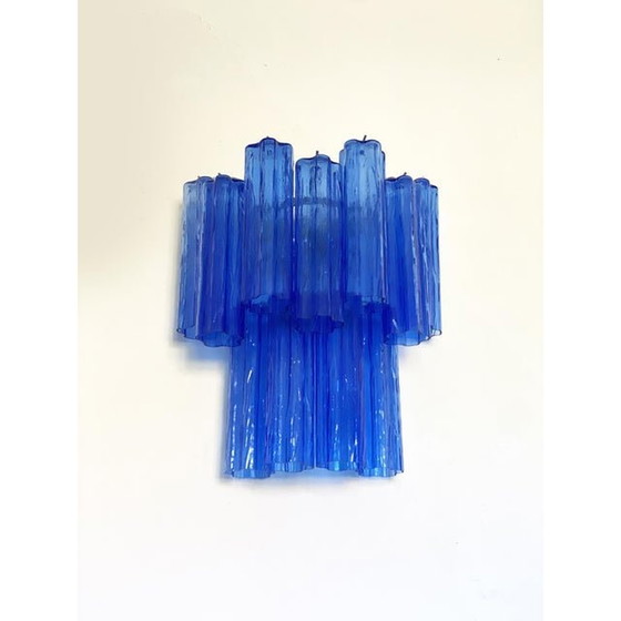 Image 1 of Eigentijdse blauwe wandlamp "Tronchi" in Venini-stijl