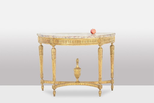 Een verguld houten en Breche D'Alep marmeren console tafel. Circa 1780.