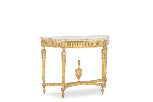 Een verguld houten en Breche D'Alep marmeren console tafel. Circa 1780.