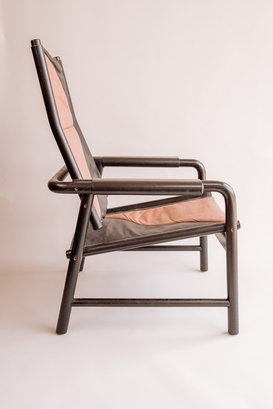 Image 1 of Vintage Leren "Duotone" Fauteuil 