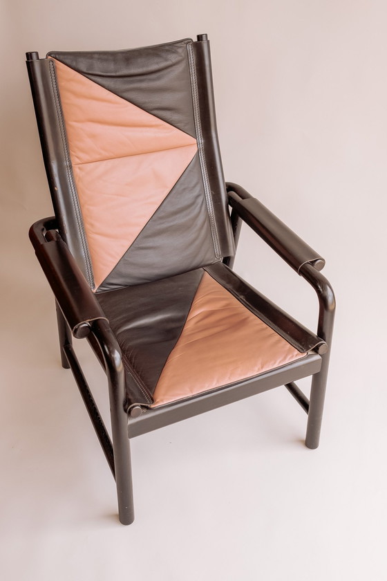 Image 1 of Vintage Leren "Duotone" Fauteuil 