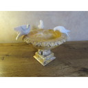 Vintage Italiaans albasten vogelbad met 3 vogels