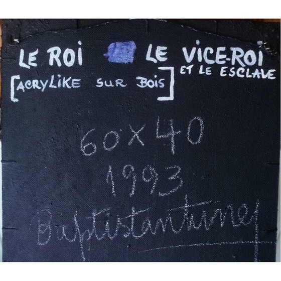 Image 1 of Vintage schilderij "De koning, de onderkoning en de slaaf" door Joaquim Baptista, 1990