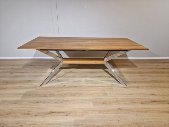 Image 1 of Hulsta Et1100 Eettafel - Hout - Chroom Onderstel -Nieuwstaat