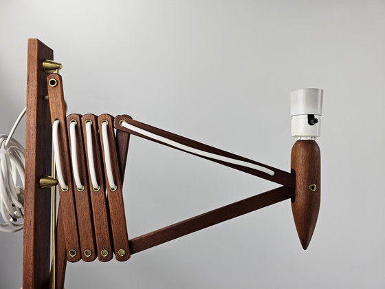 Image 1 of Schaarlamp of harmonicalamp wandlamp teak hout Deens design