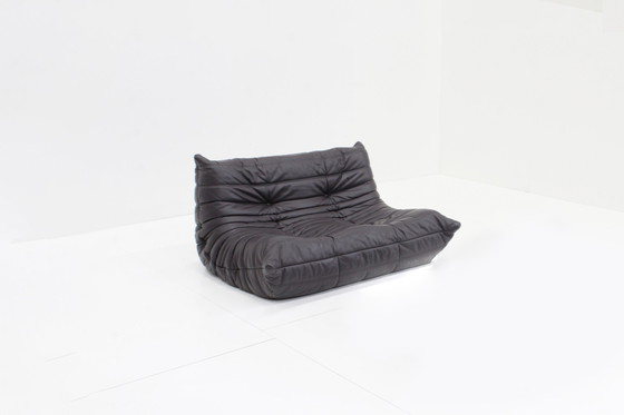 Image 1 of Vintage Ligne Roset Togo 2 Zits Sofa Bruin Leder