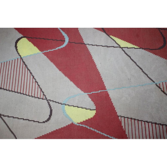 Image 1 of Vintage geometrisch wollen vloerkleed, Tsjecho-Slowakije 1950