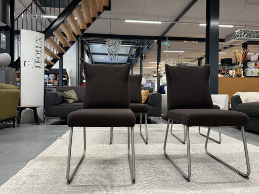 4 Jess Design Largo eetkamerstoelen bruin stof 