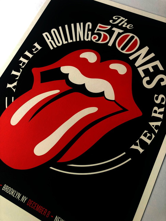 Image 1 of Rolling Stones 50 jaar - Shepard Fairey OBEY originele zeefdruk