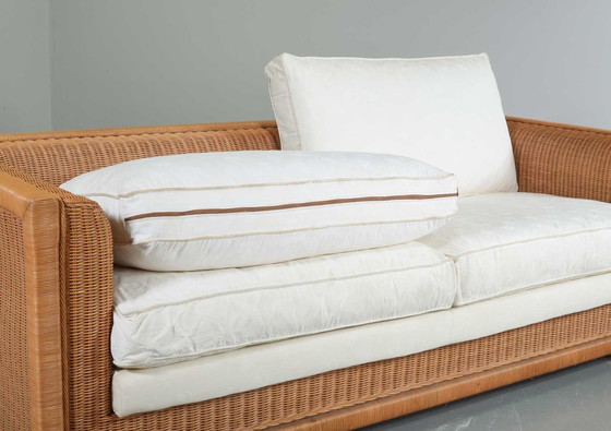 Image 1 of Luxe Italiaanse Gasparucci Reed White Lounge Greenhouse Sofa. Italië, 1980S