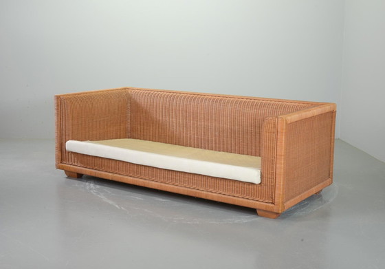 Image 1 of Luxe Italiaanse Gasparucci Reed White Lounge Greenhouse Sofa. Italië, 1980S
