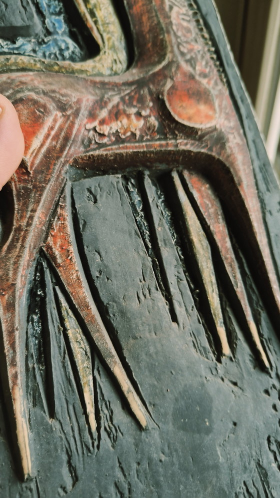 Image 1 of Vintage Wandsculptuur Wanddecoratie Keramiek Paarden 