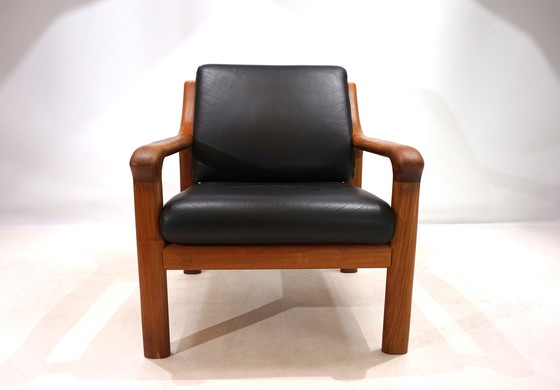 Image 1 of Set van 2 Holstebro Teakhouten Leren Fauteuils, 1960