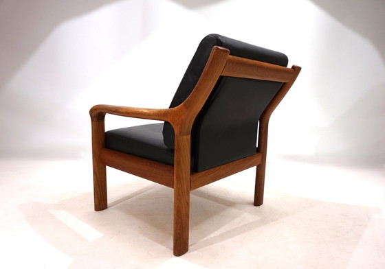 Image 1 of Set van 2 Holstebro Teakhouten Leren Fauteuils, 1960