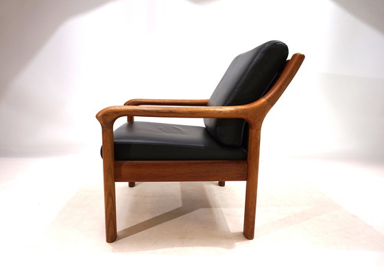 Image 1 of Set van 2 Holstebro Teakhouten Leren Fauteuils, 1960