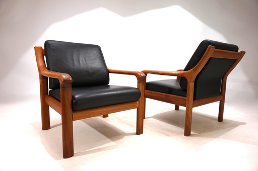 Set van 2 Holstebro Teakhouten Leren Fauteuils, 1960