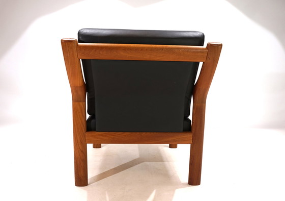 Image 1 of Set van 2 Holstebro Teakhouten Leren Fauteuils, 1960