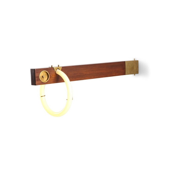 Image 1 of Vintage wandlamp in walnoot en messing van Angelo Brotto, 1970