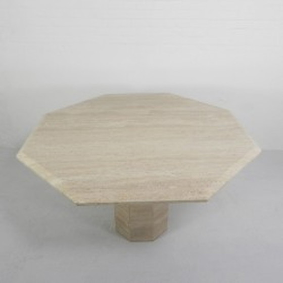 Image 1 of 8-Zijden Mid-Century Eettafel Travertin - 1970